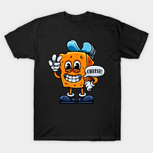 Cartoon Cheese Smilling T-Shirt by andhiika